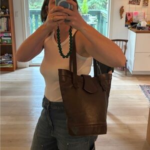 Elegant Brown Leather Tote Bag
